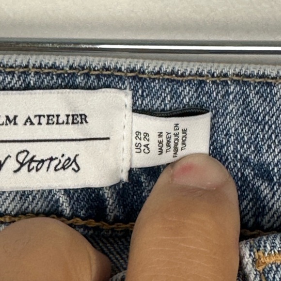 & Other Stories Stockholm Atelier High Waist Straight Leg Raw Hem Mom Jeans 29 - Picture 2 of 4